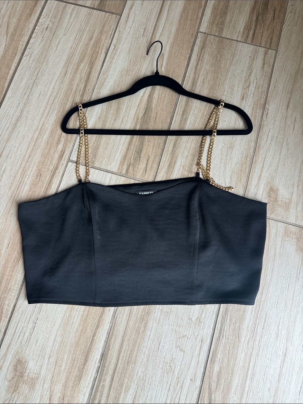 NWT Express Black Chain Strap Crop Top | XL | Gold Chain Cami